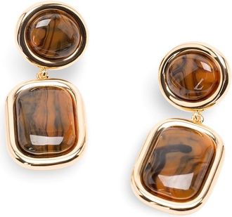 Self Portrait Enamel Gold Tiered Earrings