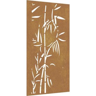 vidaXL Adorno De Pared De Jard&iacute;n Acero Corten Dise&ntilde;o Bamb&uacute; 105x55 Cm Vidaxl