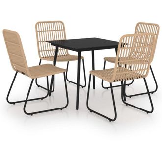 vidaXL 5 Pcs Juego De Comidas Para Vidrio De Vime Pe E
