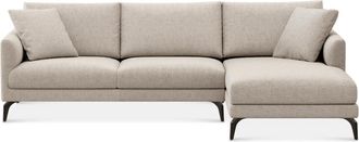 Castlery Lena Chaise Sectional Sofa Right Facing Customized, Performance Classic Twill Light Grey, Matte Black Legs, Spill Resistant for Castlery