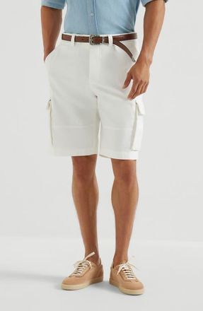 Brunello Cucinelli Gabardine Bermuda shorts in Snow at Nordstrom, Size 52 It