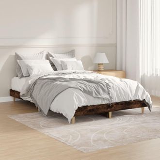 vidaXL Estructura De Cama Sin Colch&oacute;n Madera Roble Ahumado 120x190 Cm Vidaxl