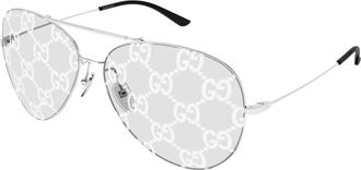 Gucci Pilot Frame Zonnebrillen - Heren - Zonnebrillen - Grijs - 65 MM - Accessoires