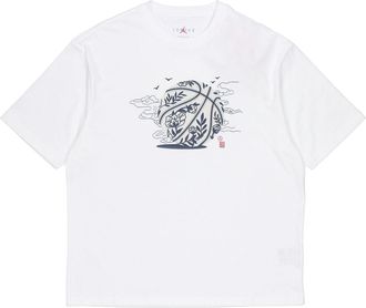 Nike Jordan Mens Air Jordan Printing Round Neck Pullover Short Sleeve White T-Shirt DO4089-100