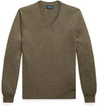 Polo Ralph Lauren Vesta - Heren - V-hals truien - Groen - L - Katoen - Truien & Vesten