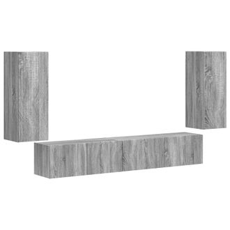 vidaXL Conjunto De Mueble De Tv 4 Pcs Gris Sonoma Madera De Ingenier&iacute;a Vidaxl