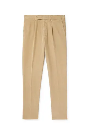 Boglioli Straight-Leg Pleated Garment-Dyed Cotton-Blend Corduroy Suit Trousers
