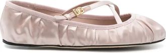 Dolce & Gabbana Logo-Buckle Ballet Flats - Womens - Fabric/Calf Leather
