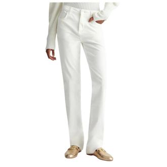 Liu Jo Slim-fit Trousers, female, White, W28, Corduroy High-Waisted Trousers with Strass