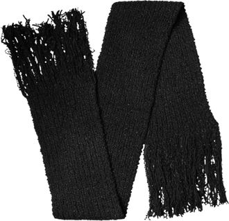 Dolce & Gabbana Black Cashmere Knit Shawl Fringes Womens Scarf