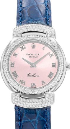 Rolex Pre-owned Rolex Cellini Quartz Diamond Pink Dial Ladies Watch 6673