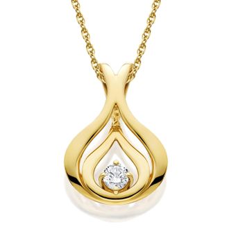 Pompeii3 Natural Round-Cut Diamond Solitaire Pendant & Chain 10K Yellow Gold 5/8 Tall