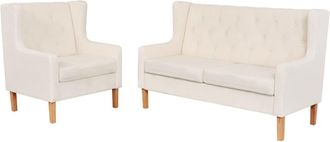 vidaXL Vidaxl - Conjunto De Sof&aacute;s 2 Piezas Tela Blanco Crema