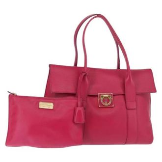 Ferragamo Pre-owned Handbags, female, Pink, Size: ONE SIZE Pre-owned Leather Handbag