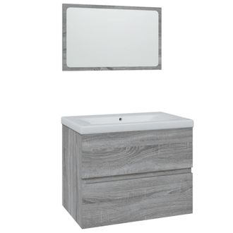 vidaXL Set De Muebles De Ba&ntilde;o Madera Contrachapada Gris Sonoma Vidaxl