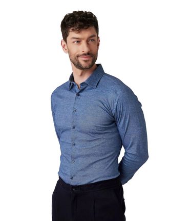 DeSoto Casual Kent overhemd blauw gem&ecirc;leerd lange mouwen