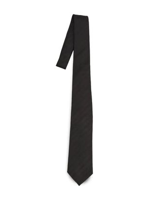 Saint Laurent diagonal-stripes jacquard tie - Black