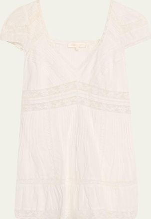 LoveShackFancy Edena Cotton Victorian Mini Dress