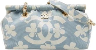 Chanel Pre-owned Printed Canvas Shoulder Bag - Dames - Vintage Schoudertas - Blauw - ONE Size - Leer - Vintage