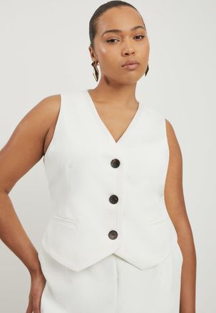 Karen Millen Plus Size Clean Tailored Grosgrain Tipped Waistcoat