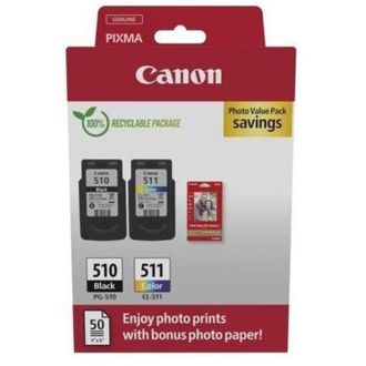 CANON Pack De 2 Cartouches DEncre + Pack Papiers Photo Pg-510 Noir + Cl-511 Couleur