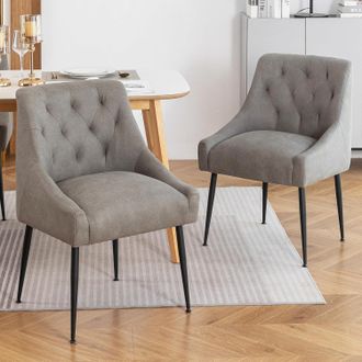OEM Juego De 2 Sillas De Comedor Con Patas De Metal, Silla De Cocina Moderna Con Respaldo De Palanca, Sillones Para Comedor/sala De Estar (gris)