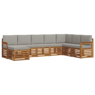 vidaXL Conjunto De Sof&aacute;s De Exterior 8 Pcs Gris Natural Y Claro Vidaxl