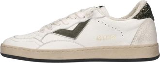 4B12 Handgemaakte Leren en Glitter Sneakers - Dames - Sneakers - Wit - 41 EU - Leer - Schoenen
