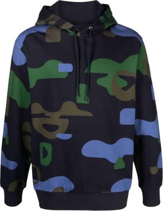 HUGO BOSS Mens Seeger Hoodie Sweatshirt In Dark Blue Camo