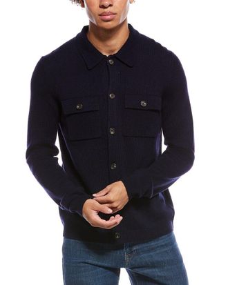 Amicale Cashmere Button Front Wool & Cashmere-Blend Shirt