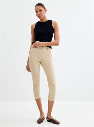 Hue Womens Solid stretch denim capri legging