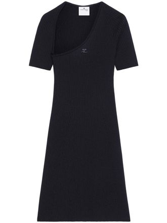 Courrèges slash ribbed knit dress - Black