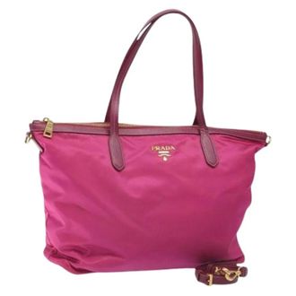 Prada Pre-owned Tote Bags, female, Pink, Size: ONE SIZE Pre-owned Nylon Tote
