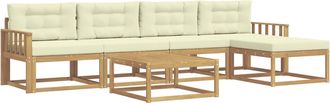 vidaXL Conjunto De Sof&aacute;s De Exterior 6 Uds. Blanco Y Crema Poli&eacute;ster Vidaxl