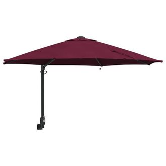 Berkfield Home Wall-mounted Garden Parasol with LEDs Bordeaux Red 248 cm in Burgundy