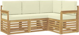vidaXL Conjunto De Sof&aacute;s De Exterior 4 Uds. Blanco Y Crema Poli&eacute;ster Vidaxl