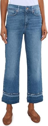 NYDJ Petite Bailey Relaxed Straight Ankle Raw Cuff Jeans Womens Clothing Sun Soak : 16P 25, Cotton/Denim/Elastane