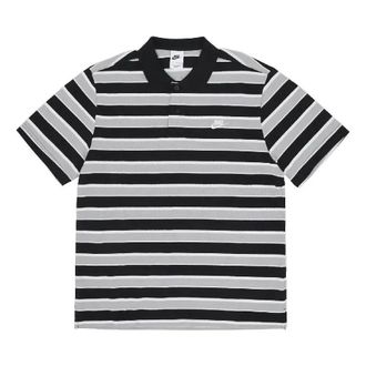 Nike Club Striped Polo Shirt Black Grey FN3897-010