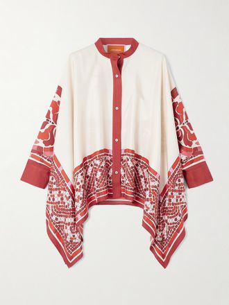 La DoubleJ Camicia In Twill Di Seta Stampata - Bianco