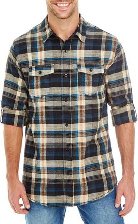 Burnside Plaid Flannel Shirt in Khaki at Nordstrom Rack, Size Xx-Large