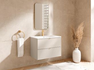 Vente-Unique Mobile bagno sospeso con lavabo da incasso Beige 80 cm - ONDIL