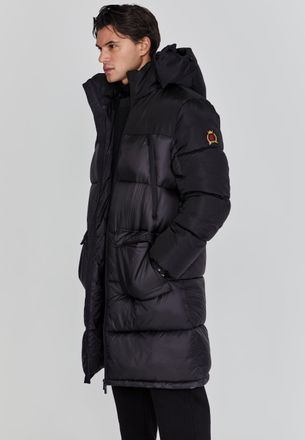 Siksilk Abrigo puffer negro para hombre SikSilk L