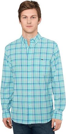 Vineyard Vines Coconut Key Plaid Featherweight Performance Shirt Mens Clothing Sea Splash : 2XL, Nylon/Spandex