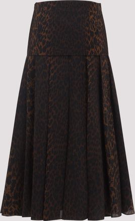 Balenciaga Womens Animalier Godet Midi Skirt - Dark Grey Silk - Size EU 34 (Womens)
