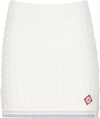 Casablanca Textured White Mini Skirt With Contrasting Hem Details