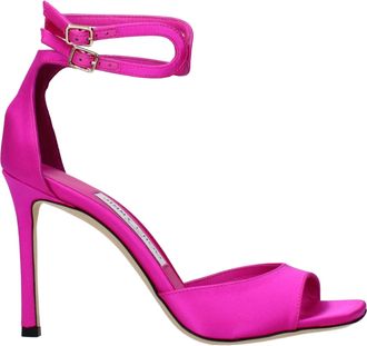 Jimmy Choo London Sandalias Alani Mujer Seda Fucsia