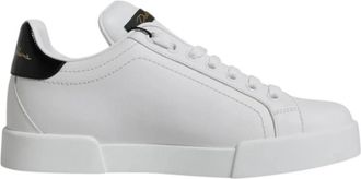 Dolce & Gabbana Leren Sneakers in Zwart en Wit - Dames - Sneakers - Wit - 35 1/2 EU - Leer - Schoenen