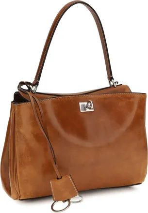Balenciaga Womens Handbag Rodeo Tan Lambskin Cowboy Leather Handbags Hand Bags