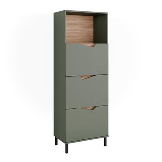 Vicco Aparador Marelle, Verde/artesano, 60 X 169.5 Cm Con 4 Compartimentos, Vicco