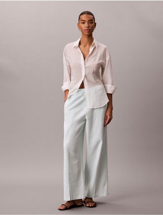 Calvin Klein Jeans Calvin Klein Womens Linen Blend Pull-On Pants - Blue - XL